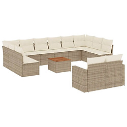 Maison Chic Salon de jardin avec coussins 13 pcs | Ensemble de Table et chaises | Mobilier d'Extérieur beige résine tressée -GKD62515