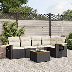 Maison Chic Salon de jardin 6 pcs avec coussins | Ensemble de Table et chaises | Mobilier d'Extérieur noir résine tressée -GKD46901