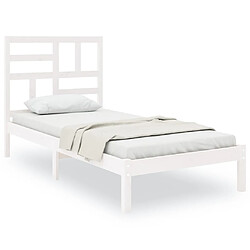 vidaXL Cadre de lit sans matelas blanc bois massif 75x190 cm