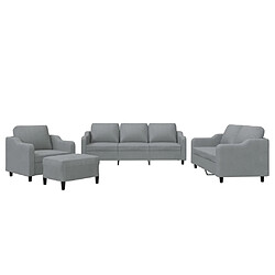 vidaXL Ensemble de canapés 4 pcs avec coussins Gris clair Tissu