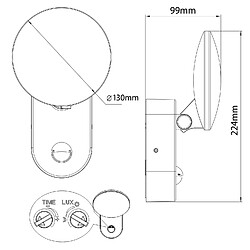 Lampe LED Maclean avec détecteur de mouvement PIR murale intérieur / extérieur IP65 4000K blanc neutre pas cher