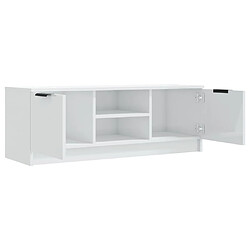 Avis vidaXL Meuble TV Blanc brillant 102x35x36,5 cm Bois d'ingénierie