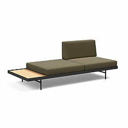 Inside 75 INNOVATION LIVING Canapé design PURI convertible lit 195*80 cm tissu Vivus Dusty Olive, avec table chêne