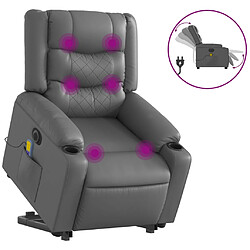 vidaXL Fauteuil inclinable de massage électrique gris similicuir