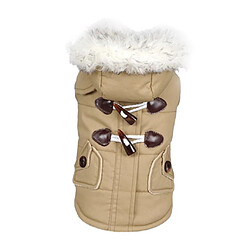 Habillement de chien d'habillement d'hiver vêtements de Noël avec des boutons de corne Khaki_S