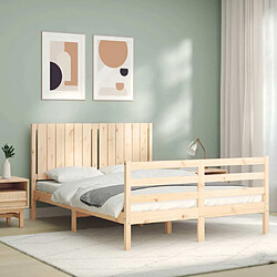 Avis Maison Chic Cadre/structure de lit avec tête de lit pour adulte - Lit Moderne Chambre 140x190 cm bois massif -MN66572