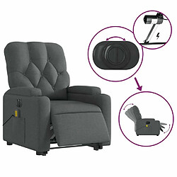 Maison Chic Fauteuil Relax pour salon, Fauteuil inclinable de massage électrique Gris foncé Tissu -GKD90230 pas cher