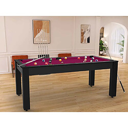 De Faugeres Billard convertible table 8 personnes Arizona (plateau et accessoires en option) Noir grainé , Prune (plateau)