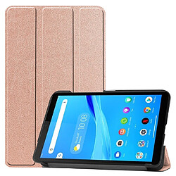 Etui en PU peau de litch avec support tri-pliure or rose pour votre Lenovo Tab M7 TB-7305