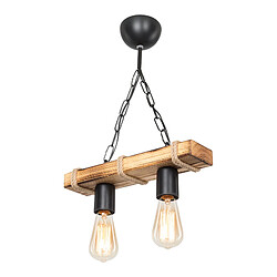 Helloshop26 Lustre lampe lumière suspendu suspension hemel en métal bois corde de jute hauteur 44 cm 2 x E27 03_0007493