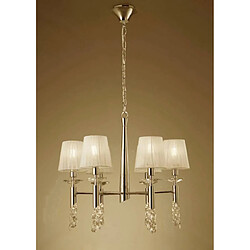 Luminaire Center Suspension Tiffany 6+6 Ampoules E14+G9, doré avec Abat jour crèmes & cristal transaparent