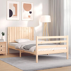 Maison Chic Cadre/structure de lit et tête de lit pour adulte - Lit Moderne Chambre 100x200 cm bois massif -MN97998