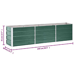 vidaXL Lit surélevé de jardin Acier galvanisé 240x40x45 cm Vert pas cher