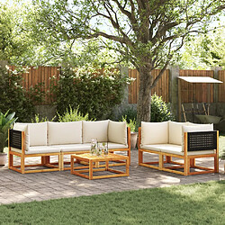 vidaXL Salon de jardin avec coussins 6 pcs bois d'acacia solide