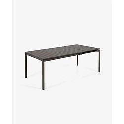 Pegane Table de jardin extensible coloris noir mat en aluminium - longueur 140 / 200 x profondeur 90 x hauteur 75 cm