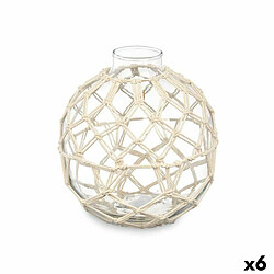 Gift Decor Boule Décorative Blanc Transparent verre Corde 18 x 20 cm (6 Unités) 