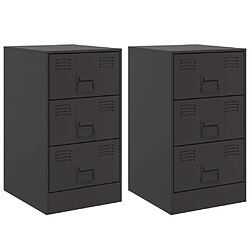 vidaXL Tables de chevet 2 pcs noir 34,5x39x62 cm acier