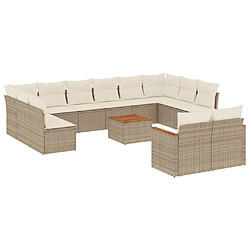 Maison Chic Salon de jardin avec coussins 13 pcs, Ensemble Tables et chaises de jardin, beige résine tressée -GKD981258