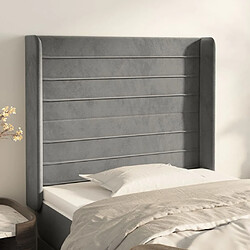 Maison Chic Tête de lit scandinave avec oreilles,meuble de chambre Gris clair 93x16x118/128 cm Velours -MN51662