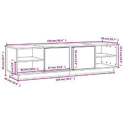 vidaXL Meuble TV Gris 156x40x40 cm Bois de pin massif pas cher