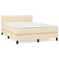 vidaXL Sommier à lattes de lit avec matelas Crème 140x200 cm Tissu