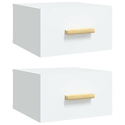 Maison Chic Lot de 2 Tables de Chevet murales - Tables de Nuit blanc 35x35x20 cm