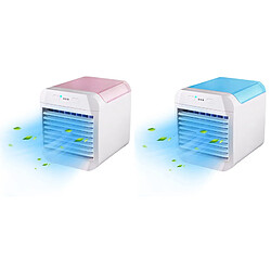 Mini Ventilateur Refroidisseur d'Air Climatiseur Portable Refroidisseur d'Air USB Silencieux Climatiseur Personnel avec Lumière LED 7 Couleurs