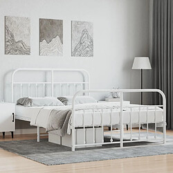 Maison Chic Lit adulte - Lit simple Cadre de lit métal avec tête de lit/pied de lit,Structure du lit Contemporain pour chambre blanc 135x190cm -MN29093