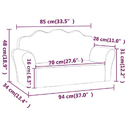 vidaXL Canapé pour enfants 2 places gris clair peluche douce pas cher