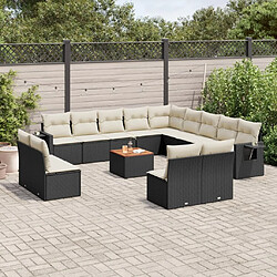 Maison Chic Salon de jardin avec coussins 14 pcs, Ensemble Tables et chaises de jardin, noir résine tressée -GKD338664