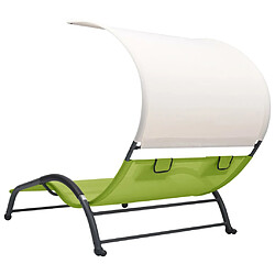 Avis vidaXL Chaise longue double avec auvent textilène vert