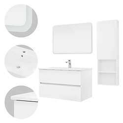 Avis ML-Design 4 Pièces meuble salle de bain miroir LED 90x60cm bas lavabo armoire haute+vasque