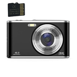 INF Appareil photo numérique 4K 48MP Webcam zoom 16x avec carte mémoire de 32 Go Black