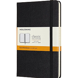 Moleskine - Carnet de Notes Classique Papier à Rayures - Journal Couverture Rigide et Fermeture par Elastique - Couleur Noir - Taille Format Moyen 11.5 x 18 cm - 208 Pages