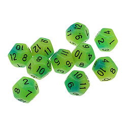 Dés de jeu à 12 faces Dés de 18mm pour les jeux de société et l'enseignement des mathématiques Vert + Bleu