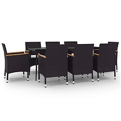 vidaXL Ensemble à dîner de jardin coussins 9 pcs Résine tressée Verre