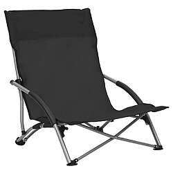 vidaXL Chaises de plage pliables lot de 2 Noir Tissu