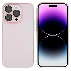 Coque en TPU anti-chute, ultra mince, anti-rayures, avec objectif de caméra pour votre iPhone 14 Pro - Rose transparent