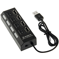 Avis Wewoo Hub USB 2.0 noir USB 2.0 haute vitesse à 4 ports avec commutateur et 4 LED, Plug and Play