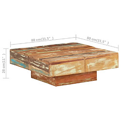 vidaXL Table basse 80x80x28 cm Bois de récupération massif pas cher