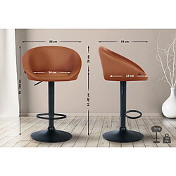 Acheter Decoshop26 Tabouret de bar assise pivotante à 360° hauteur réglable en PVC marron clair piètement en métal noir 10_0004767