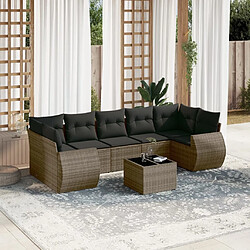 Maison Chic Salon de jardin 8 pcs avec coussins | Ensemble de Table et chaises | Mobilier d'Extérieur gris résine tressée -GKD68287