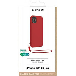 Coque iPhone 12 / 12 Pro Silicone + dragonne assortie Rouge Bigben