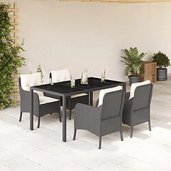 vidaXL Ensemble à manger de jardin coussins 5pcs Noir Résine tressée