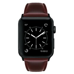 Acheter Wewoo Pour Apple Watch séries 5 et 4 40 mm / 3 et 2 et 1 38 mm huile bracelet en cuir cire véritable rouge brun