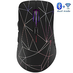 Universal Souris sans fil Bluetooth 5.0 et 2,4 g à double mode souris d'éclairage coloré rechargeable pour le jeu 1600 dpi