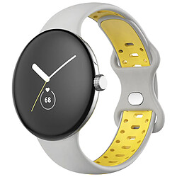 Avizar Bracelet pour Google Pixel Watch Silicone Bicolore Souple Gris / Jaune