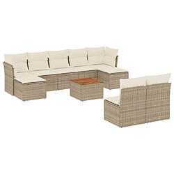 Maison Chic Salon de jardin avec coussins 10 pcs, Ensemble Tables et chaises de jardin, beige résine tressée -GKD279602