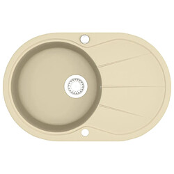 vidaXL Évier de cuisine Granit Seul lavabo Ovale Beige