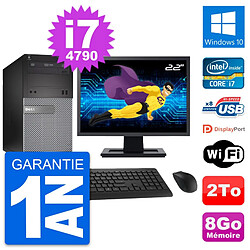 PC Tour Dell 3020 Ecran 22" Intel i7-4790 RAM 8Go Disque 2To Windows 10 Wifi - Occasion